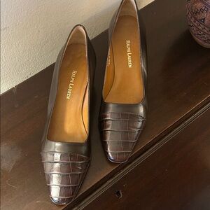 Ralph Lauren Chocolate Croc-Patterned Heels